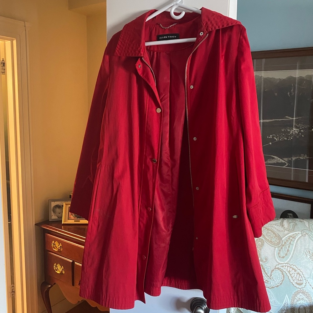 Red Ellen Tracy raincoat